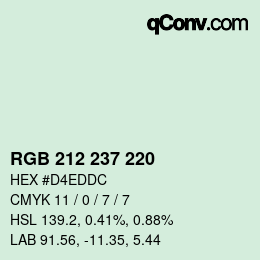 Farbcode: RGB 212 237 220 | qconv.com