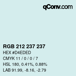 Color code: RGB 212 237 237 | qconv.com