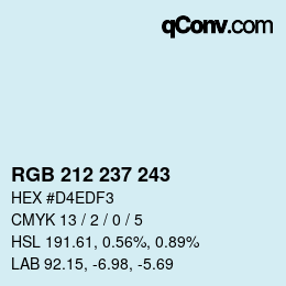 Color code: RGB 212 237 243 | qconv.com