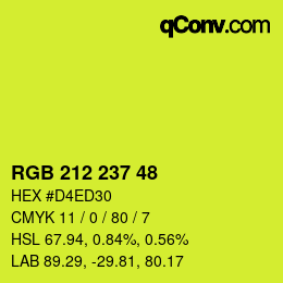 カラーコード: RGB 212 237 48 | qconv.com