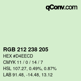 Color code: RGB 212 238 205 | qconv.com