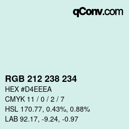 Código de color: RGB 212 238 234 | qconv.com