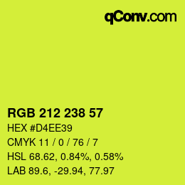 カラーコード: RGB 212 238 57 | qconv.com