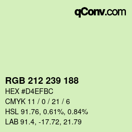 Color code: RGB 212 239 188 | qconv.com