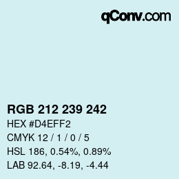 Color code: RGB 212 239 242 | qconv.com