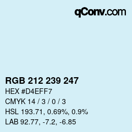 Código de color: RGB 212 239 247 | qconv.com
