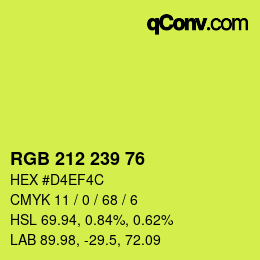 Color code: RGB 212 239 76 | qconv.com