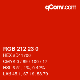 カラーコード: RGB 212 23 0 | qconv.com