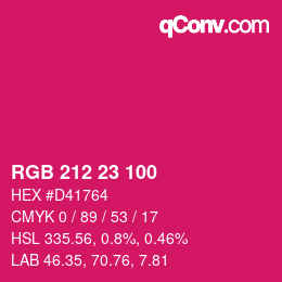 Color code: RGB 212 23 100 | qconv.com
