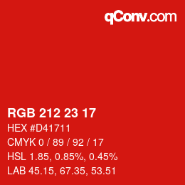 Color code: RGB 212 23 17 | qconv.com