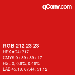 Color code: RGB 212 23 23 | qconv.com