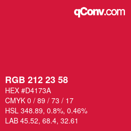 Color code: RGB 212 23 58 | qconv.com