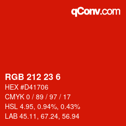 Color code: RGB 212 23 6 | qconv.com