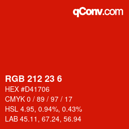 カラーコード: RGB 212 23 6 | qconv.com