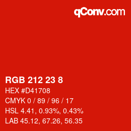 Color code: RGB 212 23 8 | qconv.com