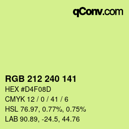 Color code: RGB 212 240 141 | qconv.com