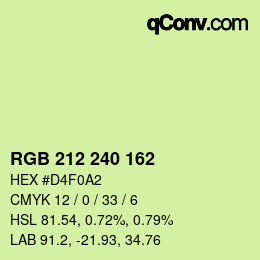 Color code: RGB 212 240 162 | qconv.com