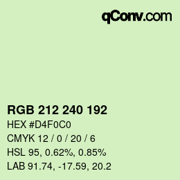 Color code: RGB 212 240 192 | qconv.com