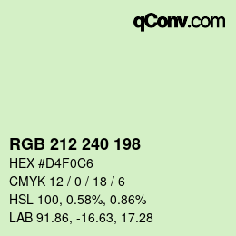 Color code: RGB 212 240 198 | qconv.com