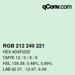 Color code: RGB 212 240 221 | qconv.com