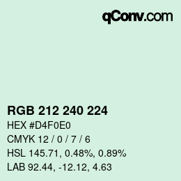 Color code: RGB 212 240 224 | qconv.com