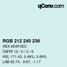 Color code: RGB 212 240 236 | qconv.com