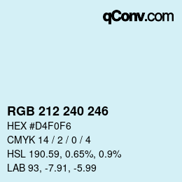 Color code: RGB 212 240 246 | qconv.com
