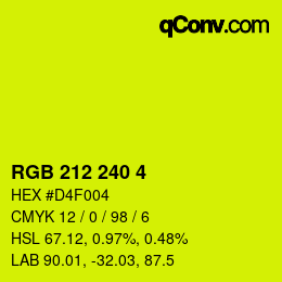 Color code: RGB 212 240 4 | qconv.com