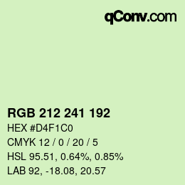 Color code: RGB 212 241 192 | qconv.com