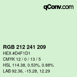 Farbcode: RGB 212 241 209 | qconv.com