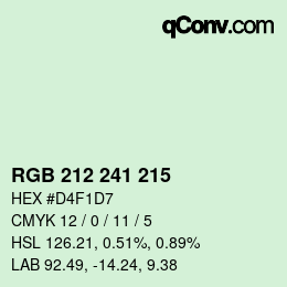 Color code: RGB 212 241 215 | qconv.com