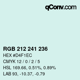 Color code: RGB 212 241 236 | qconv.com
