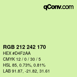 Color code: RGB 212 242 170 | qconv.com