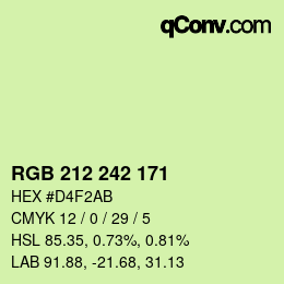 Color code: RGB 212 242 171 | qconv.com
