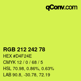 Color code: RGB 212 242 78 | qconv.com