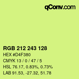 カラーコード: RGB 212 243 128 | qconv.com