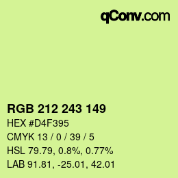 Color code: RGB 212 243 149 | qconv.com