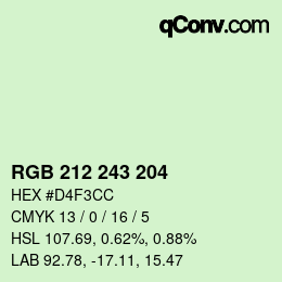 Color code: RGB 212 243 204 | qconv.com