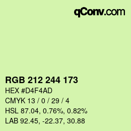 Color code: RGB 212 244 173 | qconv.com