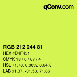 Color code: RGB 212 244 81 | qconv.com