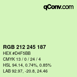 Color code: RGB 212 245 187 | qconv.com