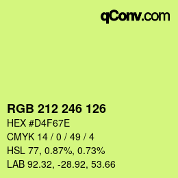 Color code: RGB 212 246 126 | qconv.com