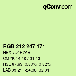 Color code: RGB 212 247 171 | qconv.com