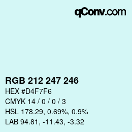 Farbcode: RGB 212 247 246 | qconv.com