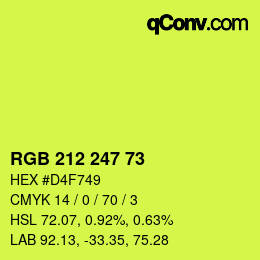 Color code: RGB 212 247 73 | qconv.com