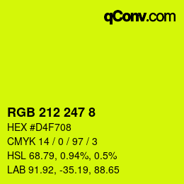 颜色代码: RGB 212 247 8 | qconv.com