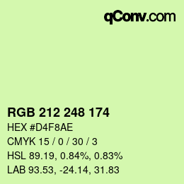 Color code: RGB 212 248 174 | qconv.com