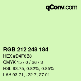 Color code: RGB 212 248 184 | qconv.com