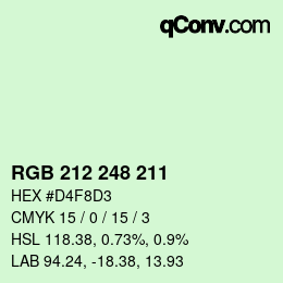 Color code: RGB 212 248 211 | qconv.com