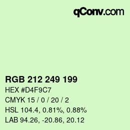 Color code: RGB 212 249 199 | qconv.com